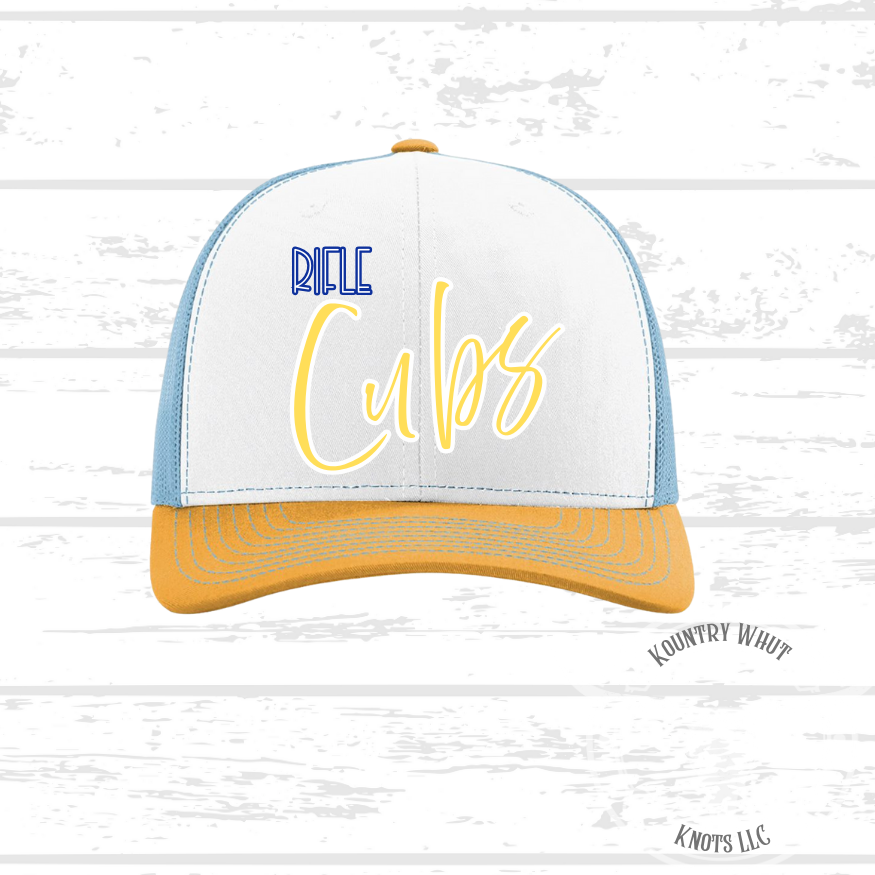 RMS Spiritwear Snap Back Hat Yellow/White/Blue